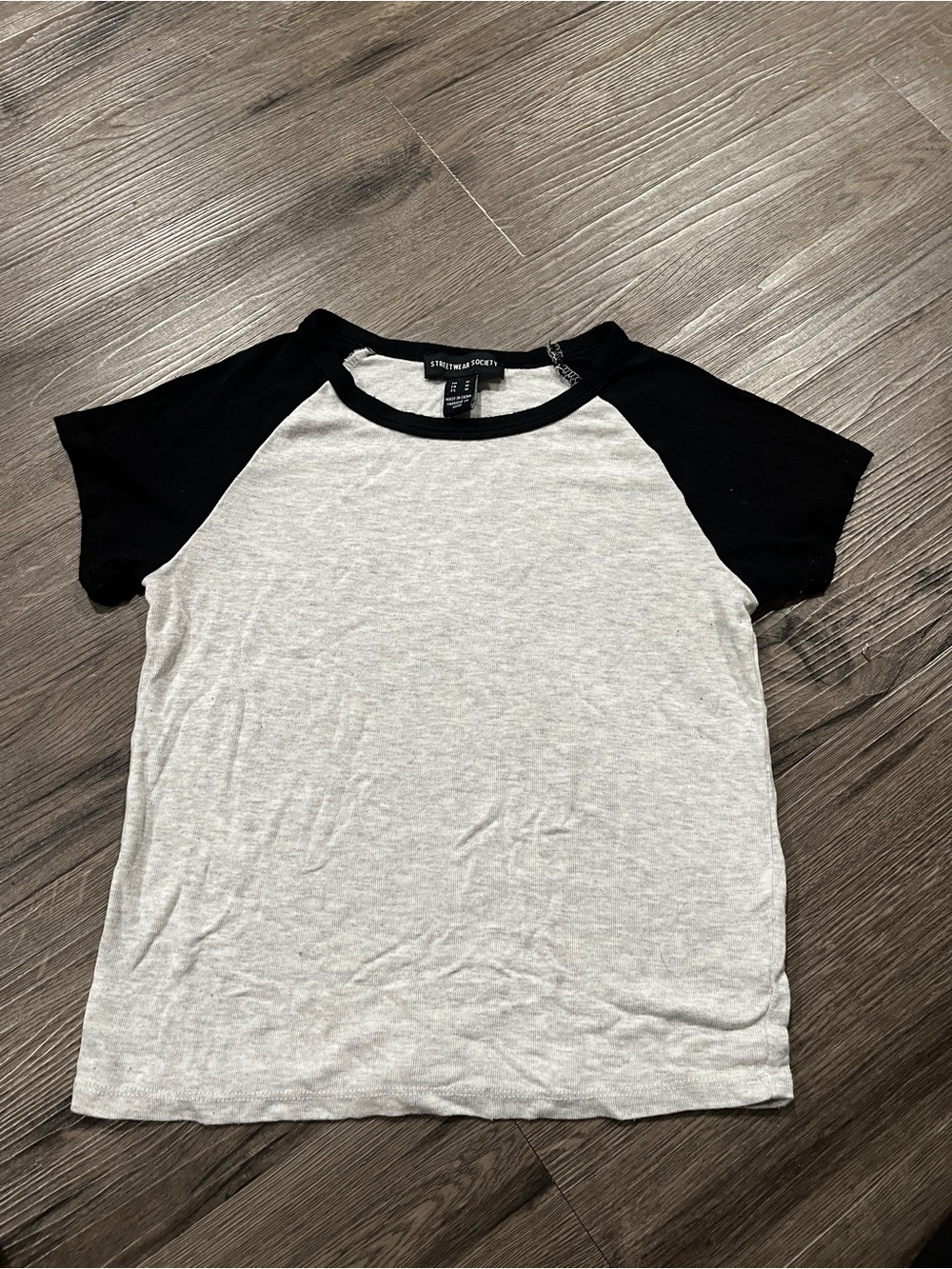 Streetwear Society Black & Light Gray Raglan Short Sleeve Tee
